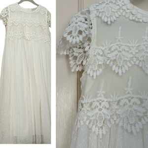 Trish Scully Lacy Princess Cotton Lining Back Zip See Measurements to Ensure Fit